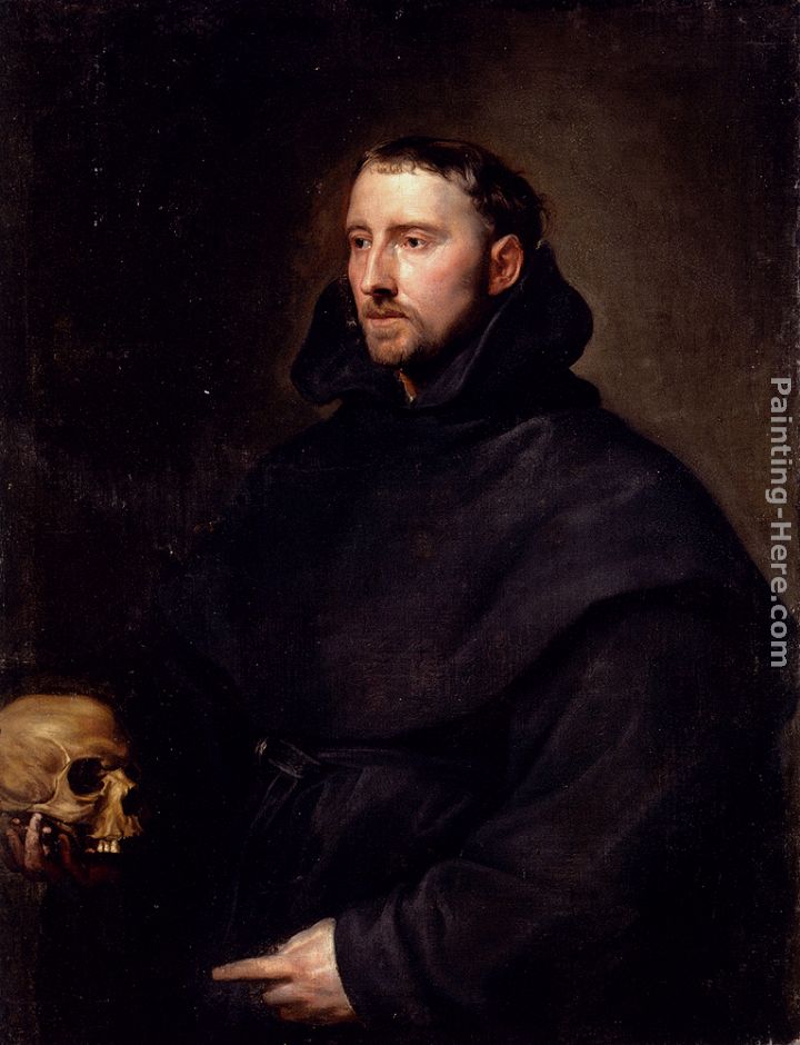 Portrait Of A Monk Of The Benedictine Order, Holding A Skull painting - Sir Antony van Dyck Portrait Of A Monk Of The Benedictine Order, Holding A Skull art painting